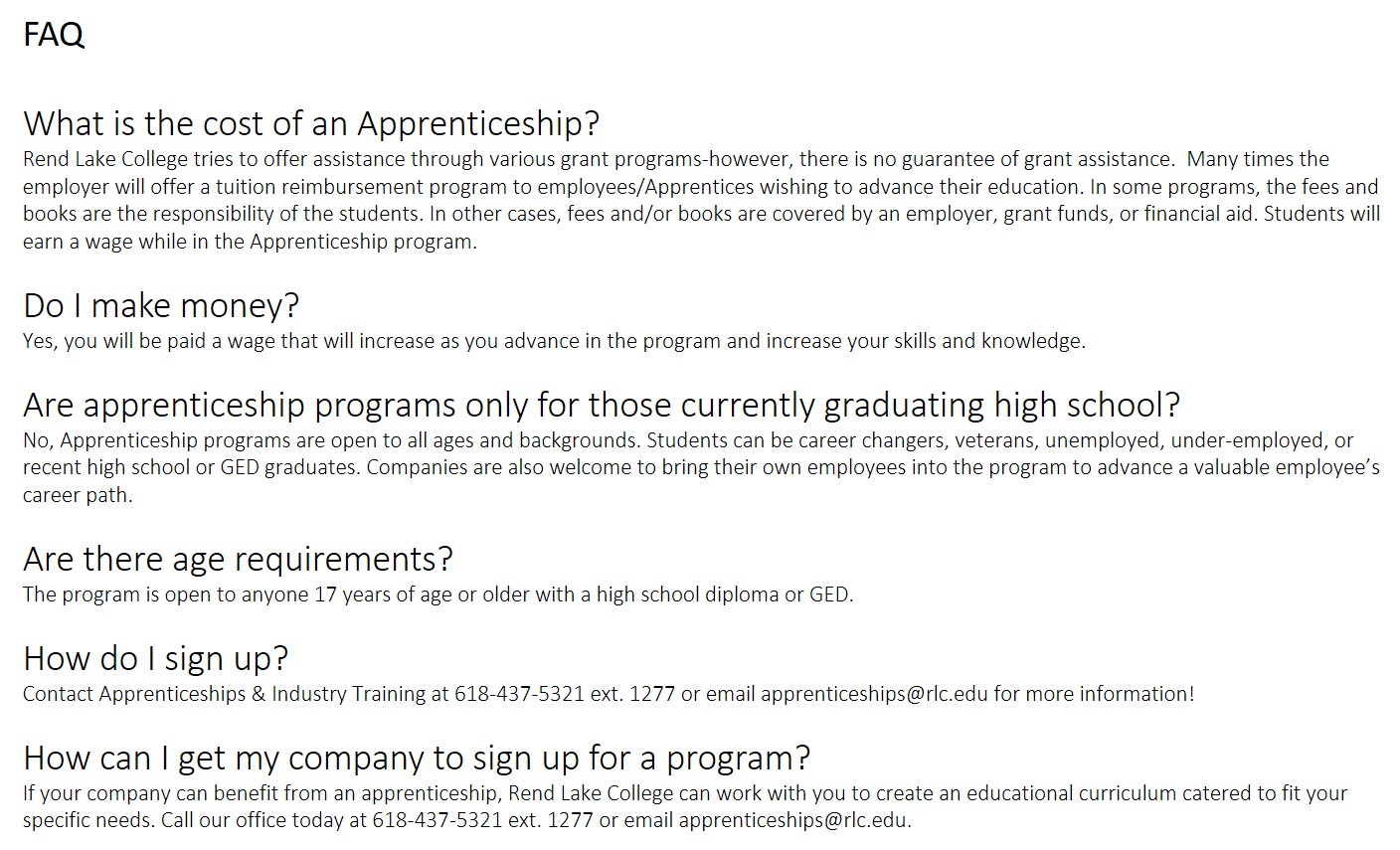 Apprenticeship FAQ
