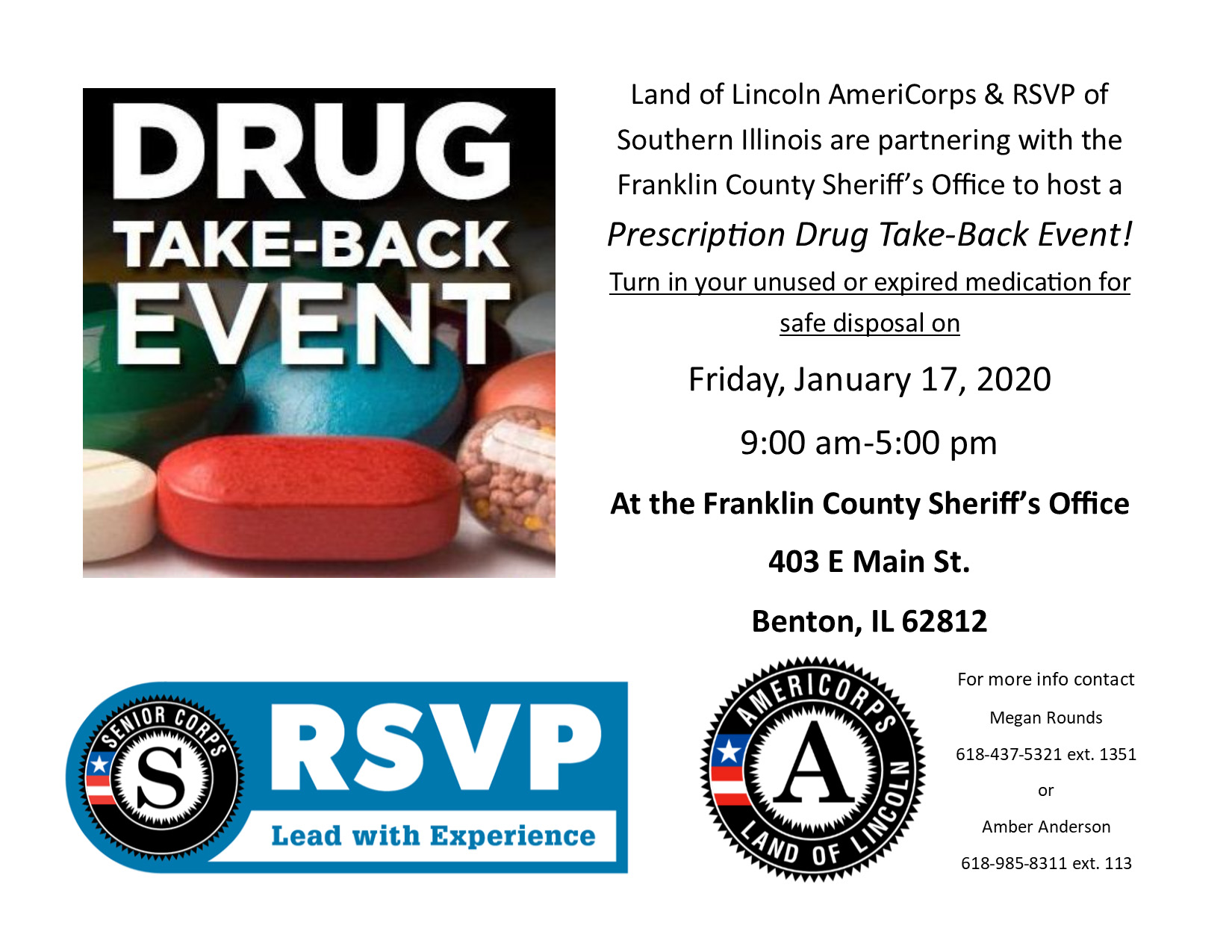Land of Lincoln AmeriCorps will host Prescription Drug Take-Back event